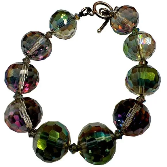 Vintage Aurora Borealis Crystal Beaded Bracelet. B51 - Picture 6 of 10